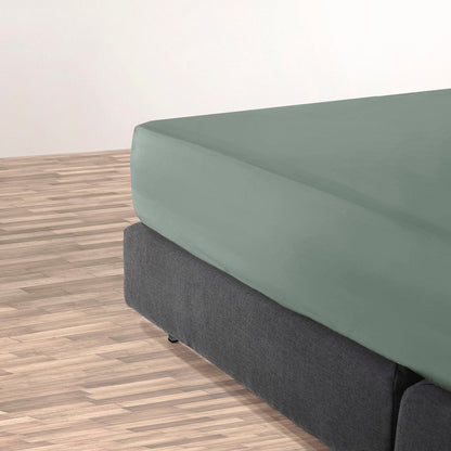 Fitted sheet cotton satin - Uni Green