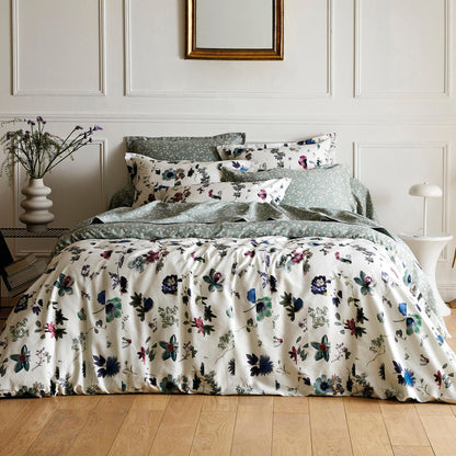 Flat sheet cotton satin - Botanique Green