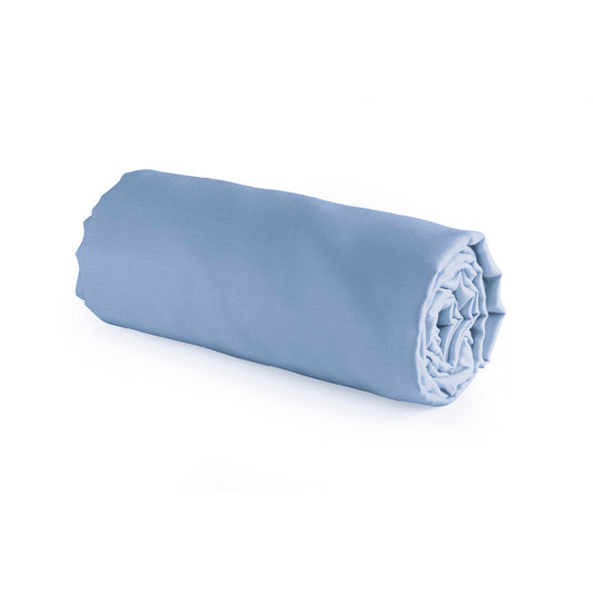 Fitted sheet cotton satin Uni Light blue - 80 x 200 x 30 cm