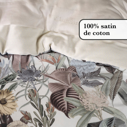 Flat sheet cotton satin Uni Taupe - 240 x 300 cm