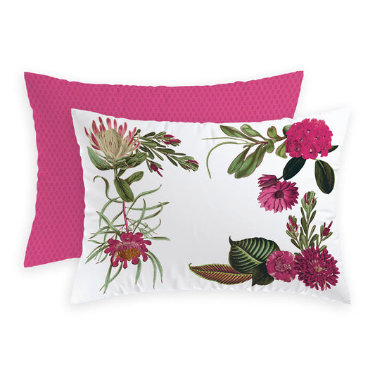 Set of 2 pillowcases cotton satin Garden Fuchsia - 50 x 60 cm