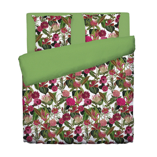 Duvet cover cotton satin Garden Green - 135 x 200 cm 260 x 240 cm
