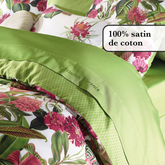 Flat sheet cotton satin Uni Green - 240 x 300 cm