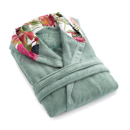 Bathrobe with shawl collar Garden Green - S / M
