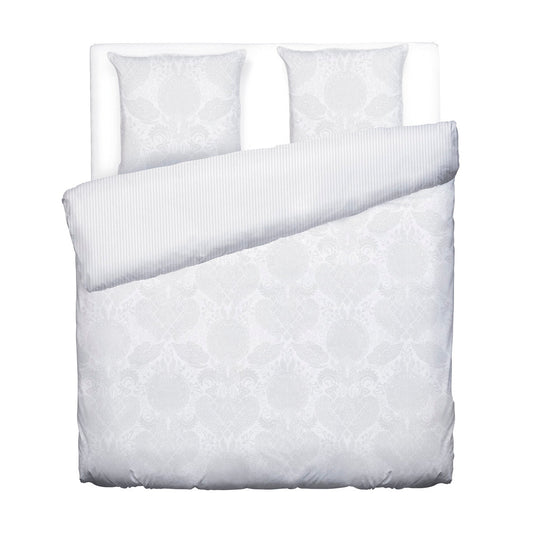 Duvet cover cotton satin Jacquard woven Arles White - 135 x 200 cm 260 x 240 cm