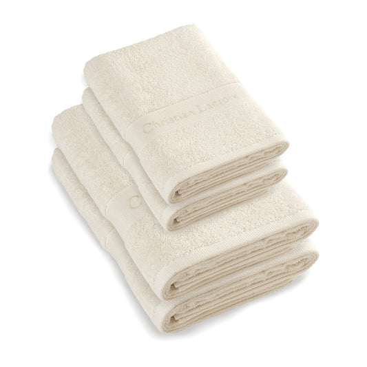 Set of 2 hand towels + 2 bath towels Dark grey - 50 x 100 cm + 70 x 140 cm Ivory