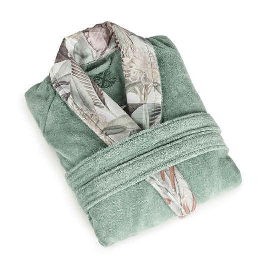 Bathrobe with shawl collar Garden Green - S / M