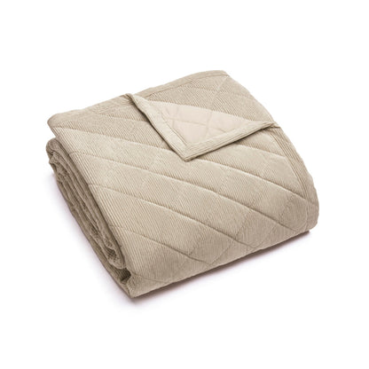 Bedspread in corduroy - 220 x 250 cm - Diamond Taupe