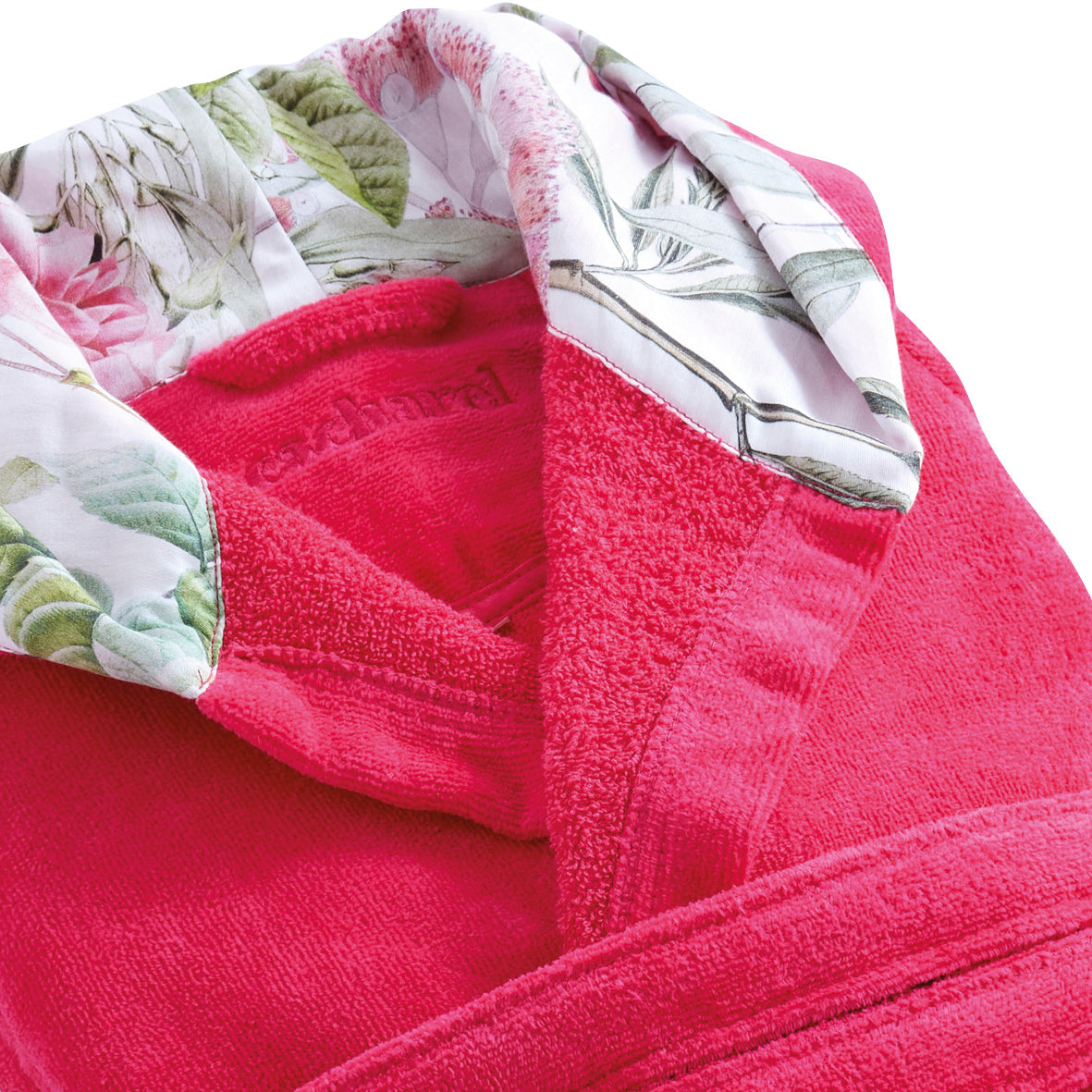 Hooded bathrobe - Jardin de roses Fuchsia