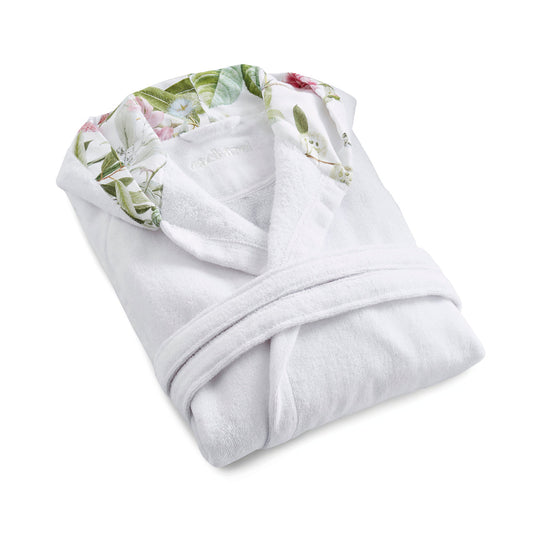Hooded bathrobe - Jardin de roses White