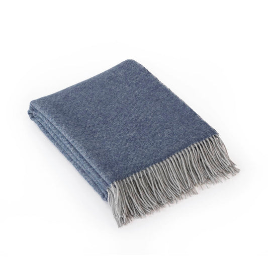Plaid tissé en coton - 130 x 180 cm : bleu foncé/gris clair - VipShopBoutic