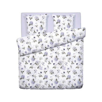 Duvet cover + pillowcase(s) cotton satin - Fleurs Passion white