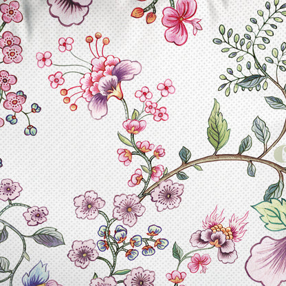 Set of 2 pillowcases cotton satin - Jardin Secret White / Blush Pink