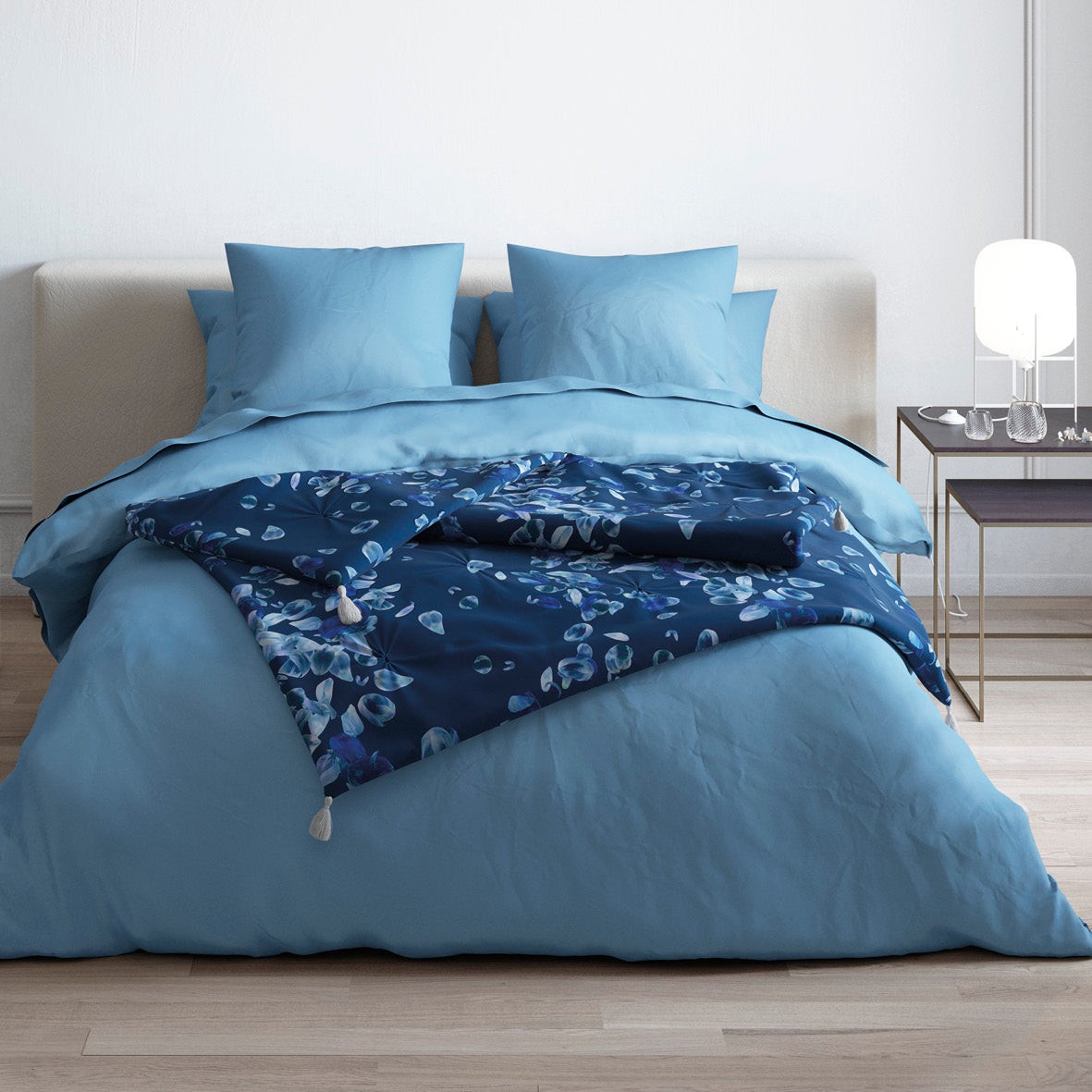 Quilt with tassels - Aurore Blue