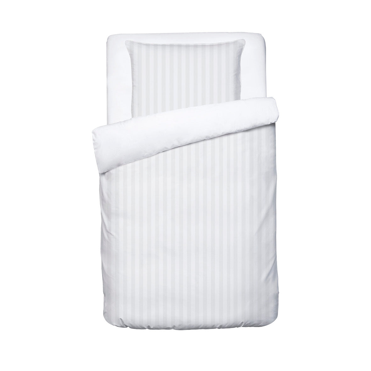 Duvet cover + pillowcase baby in cotton satin - Jacquard woven - Dobby stripe white