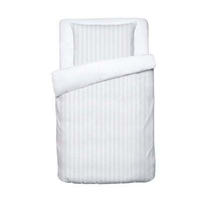 Duvet cover + pillowcase baby in cotton satin - Jacquard woven - Dobby stripe white