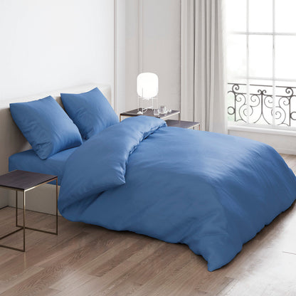Duvet cover + pillowcase(s) cotton satin - Uni Blue