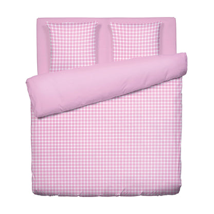 Duvet cover + pillowcase cotton satin - Les Carreaux d'Eléna Pink