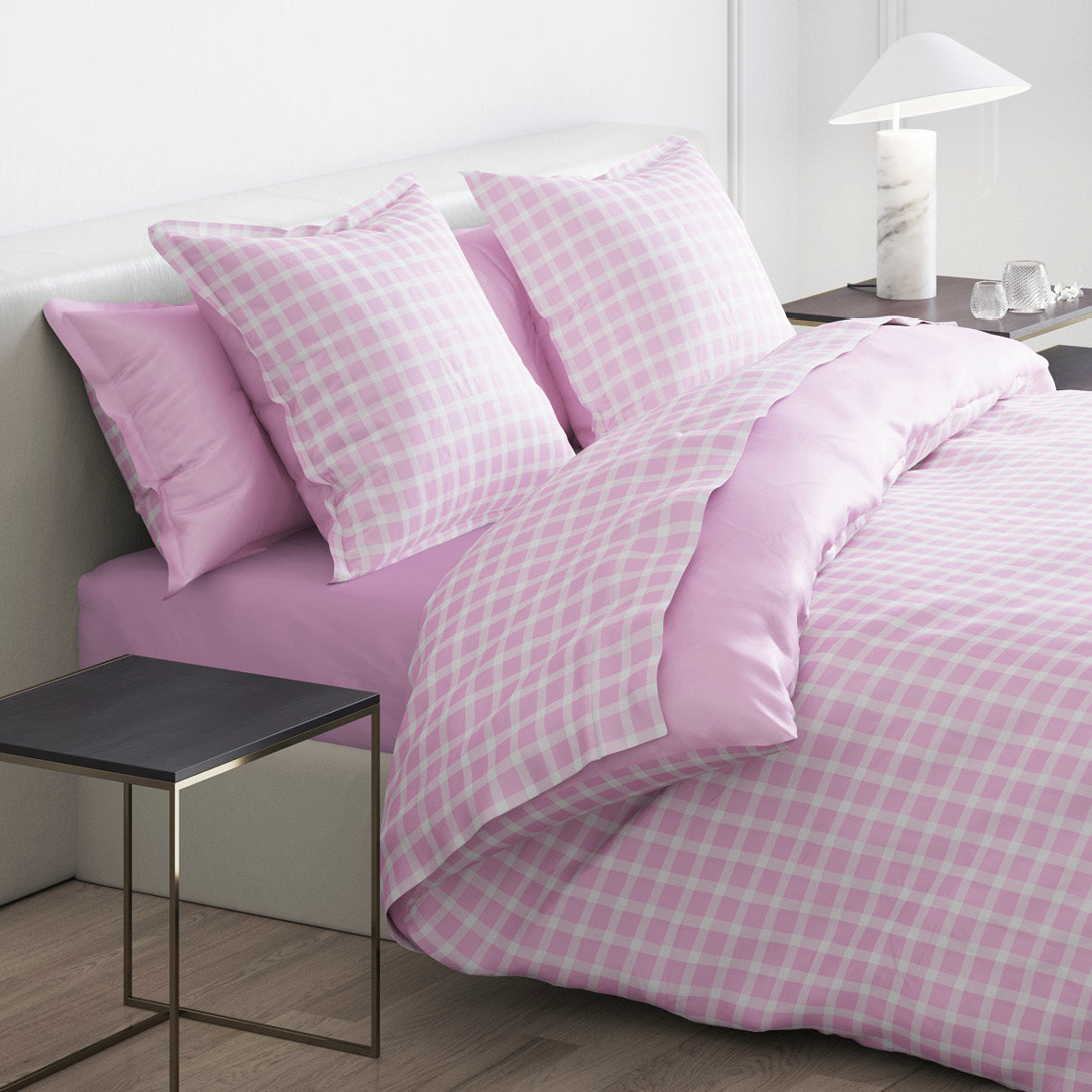 Fitted sheet in cotton satin - Uni pink