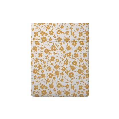 Flat sheet cotton satin - Eglantine white/yellow