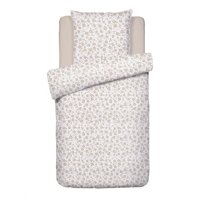 Duvet cover + pillowcase(s) cotton satin - Eglantine White / Taupe