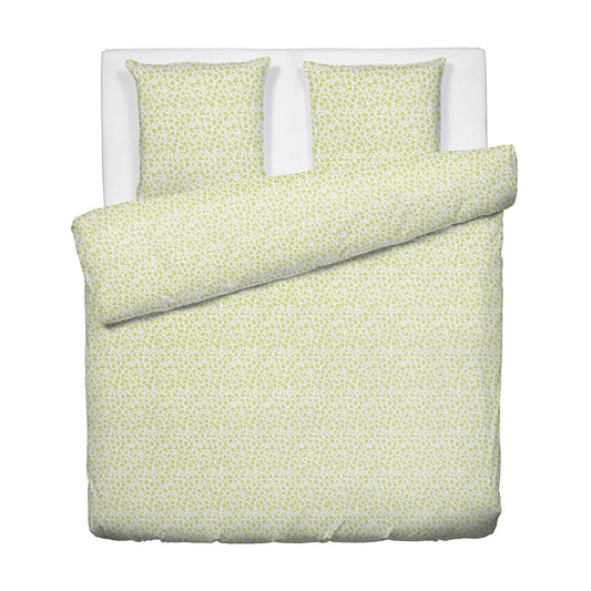 Duvet cover + pillowcase(s) cotton satin - Eglantine White / Lime