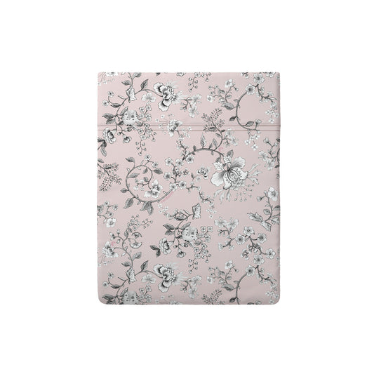 Flat sheet cotton satin - Jardin Secret pink