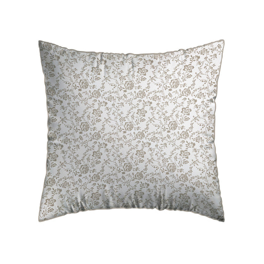 Pillowcase(s) cotton satin - Floraison de Roses white/taupe
