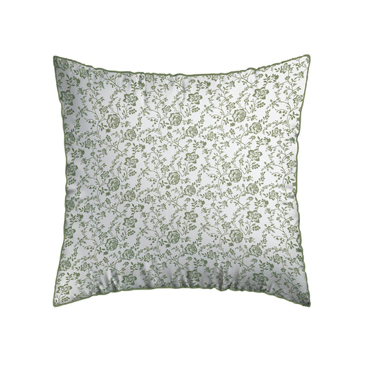 Pillowcase(s) cotton satin - Floraison de Roses White / Green