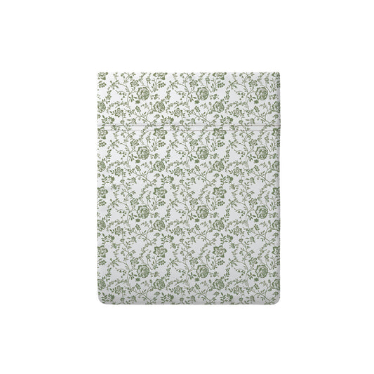 Flat sheet baby in cotton satin - Floraison de Roses white/green