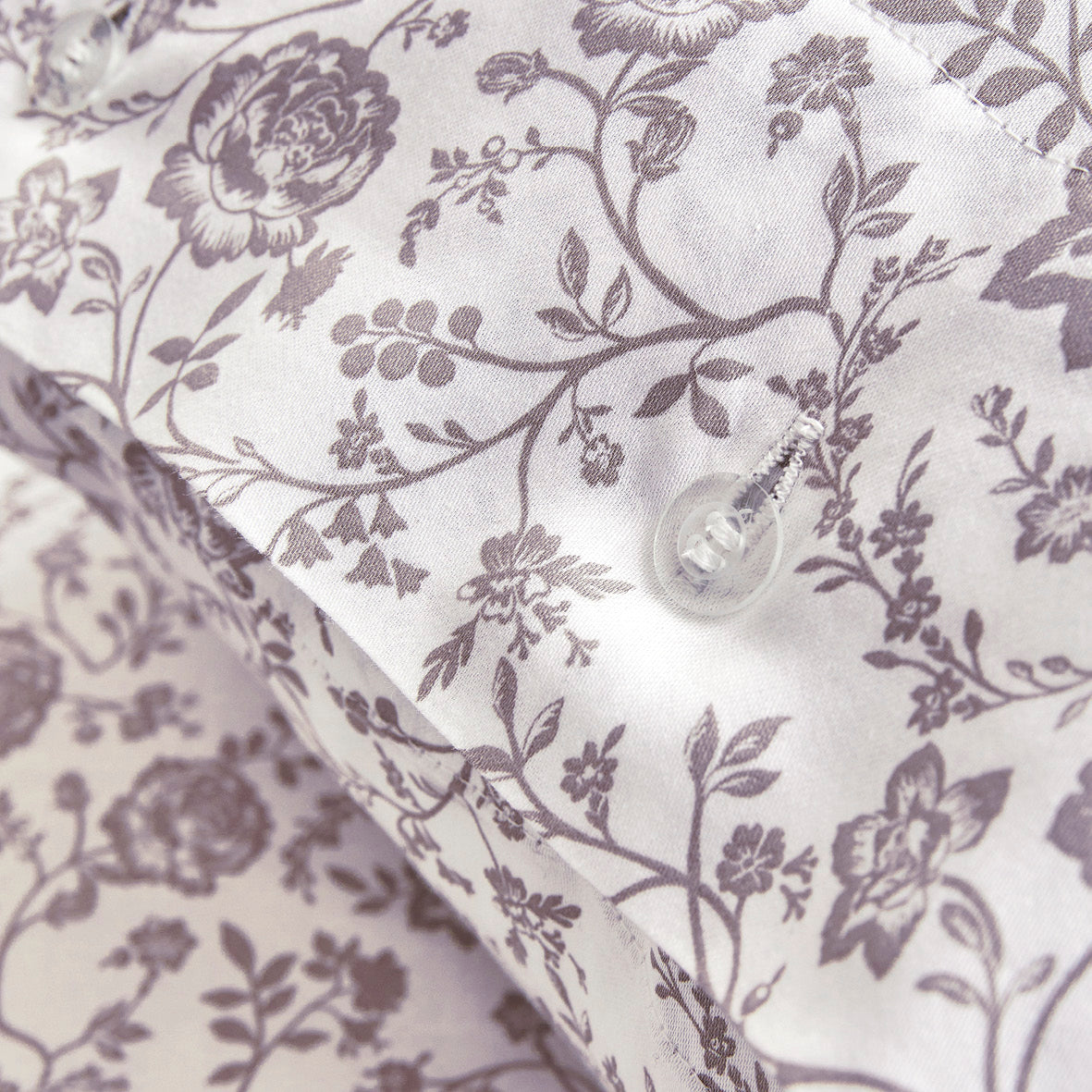 Duvet cover + pillowcase(s) cotton satin - Floraison de Roses White / Lavender