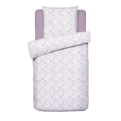 Duvet cover + pillowcase(s) cotton satin - Floraison de Roses White / Lavender