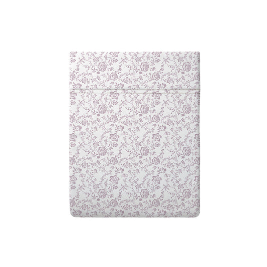Flat sheet baby cotton satin - Floraison de Roses White / Lavender