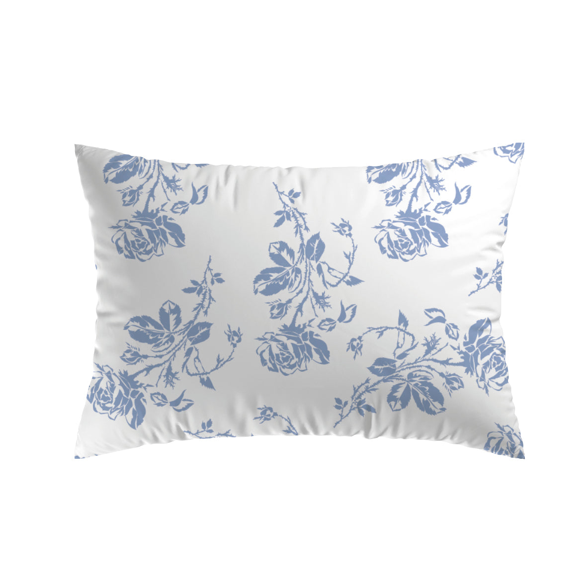 Set de 2 taies d'oreiller rectangulaires - lin / coton - 50x70 - Roses Bleu clair - VipShopBoutic