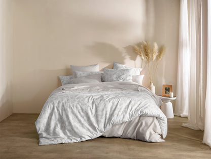 Housse de couette lin / coton + 2 taies - Roses Taupe - VipShopBoutic