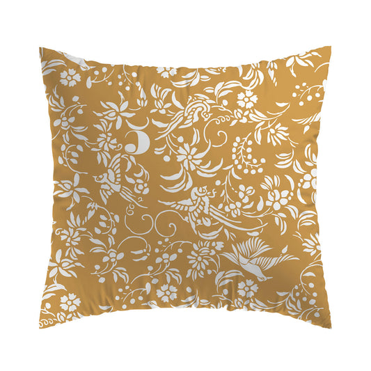 Set of 2 pillowcases cotton satin - Birds Yellow