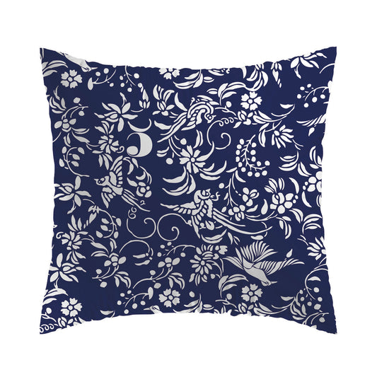 Set of 2 pillowcases cotton satin - Birds Blue