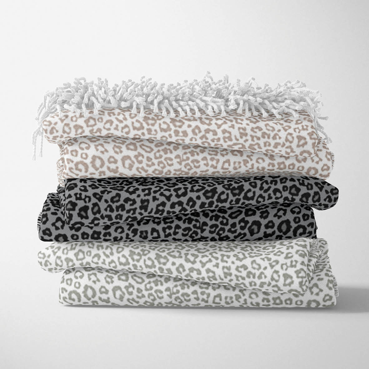 Plaid tissé en coton - 130 x 170 cm : leopard noir / gris foncé - VipShopBoutic