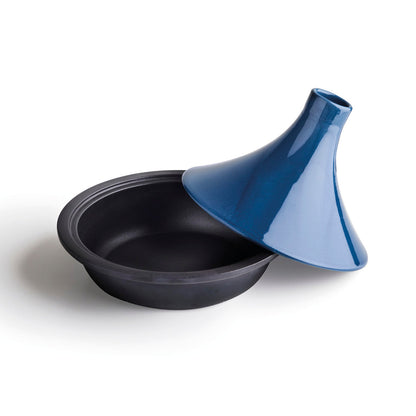 Tajine en fonte d'acier bleu avec couvercle en céramique 29,7 cm - VipShopBoutic