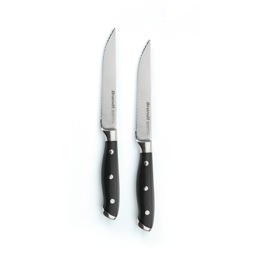 Set of 2 steak knives rivet - Black