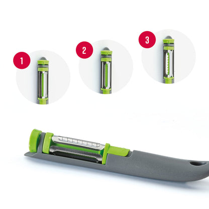 Triple blade peeler - grey/green