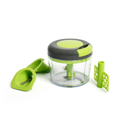 Mini hachoir manuel à corde vert/gris avec 6 accessoires - VipShopBoutic