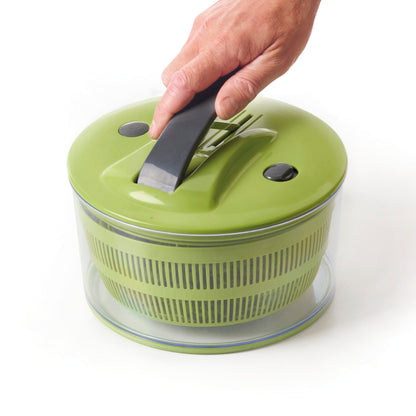 Essoreuse à salade à levier vert/gris avec bouton stop et blocage de sécurité 24 x 13 cm, 4.7L - VipShopBoutic