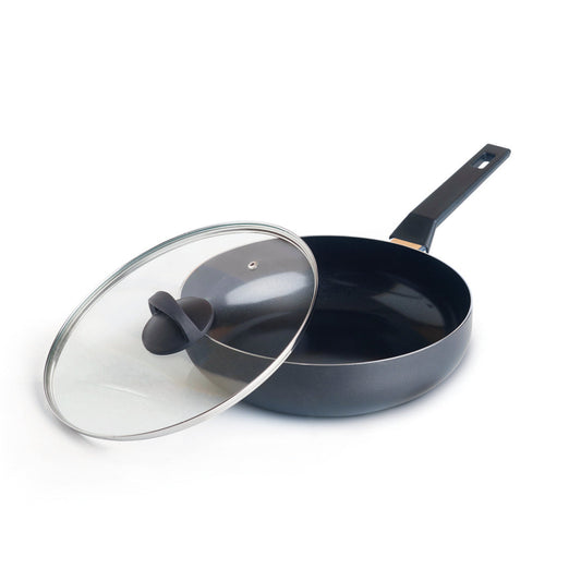Skillet with lid Carbone Pro - ultra resistant and non-stick - aluminium - Black