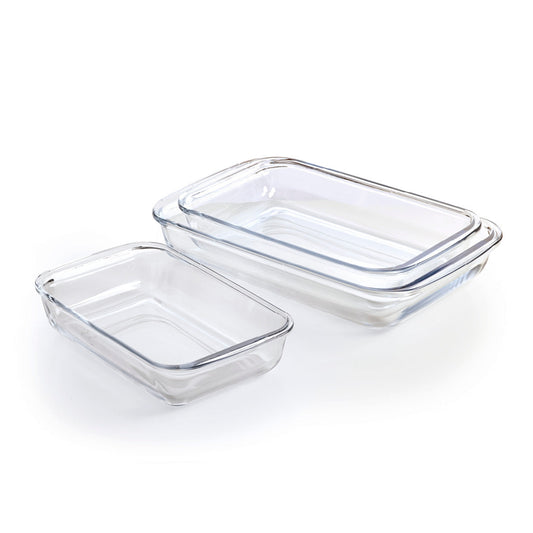 Set of 3 ovendishes in glass - 1.6L + 2.2L + 3L