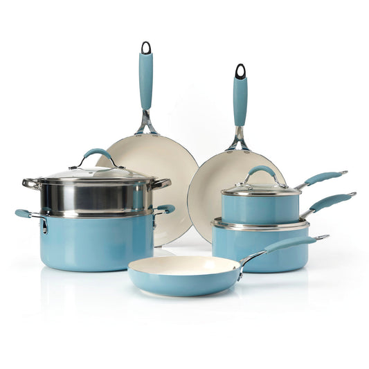 Set of 10 cookware pieces with lids – aluminum blue - Ø 16/20/24/26/28 cm