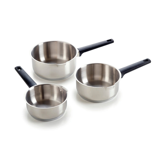 Set of 3 sauce pans - Triple bottom - stainless steel - silver
