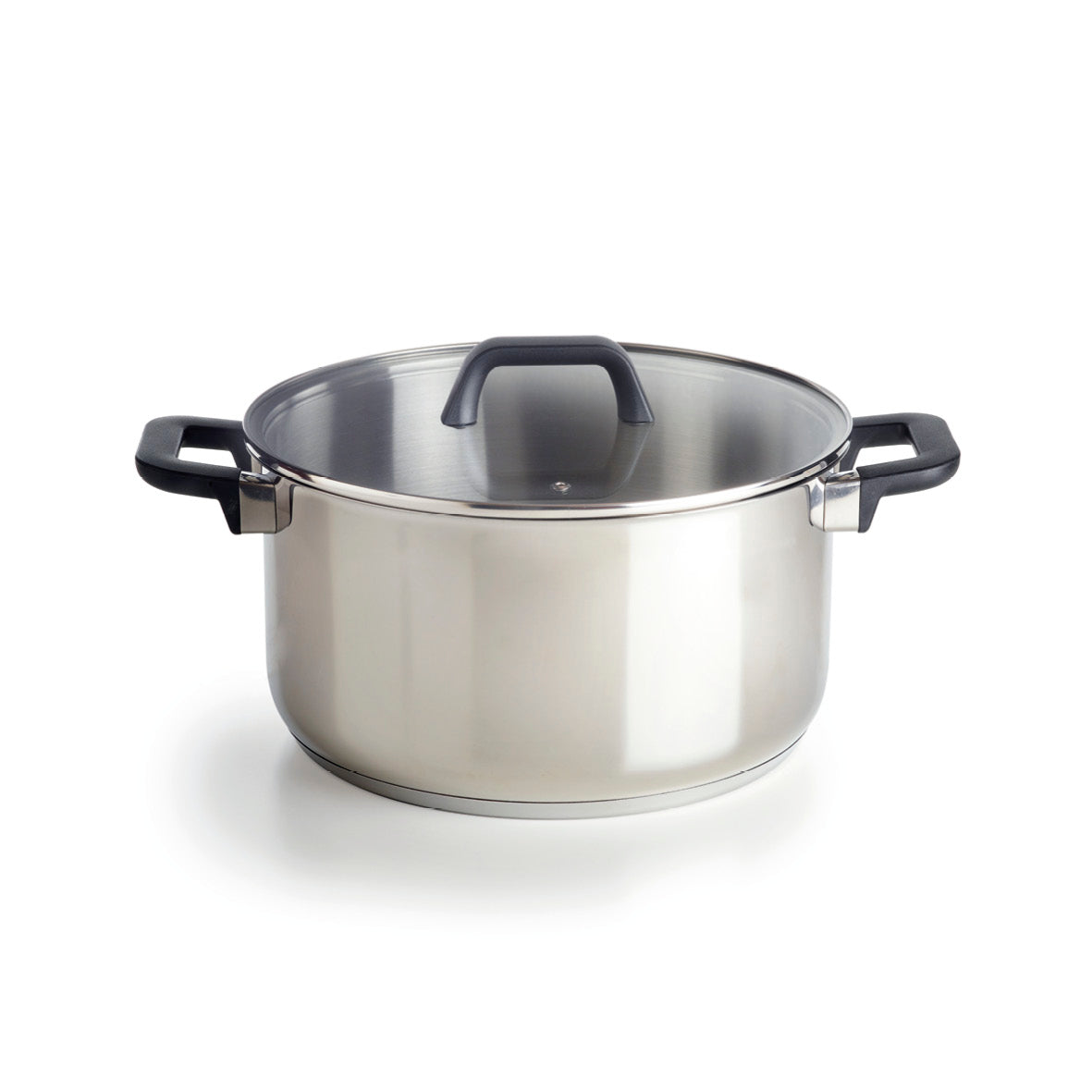 Casserole with glass lid - Triple bottom - stainless steel - Silver