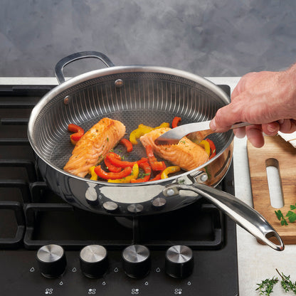 Stainless steel triply skillet non-stick honeycomb coating 24 cm - Silver