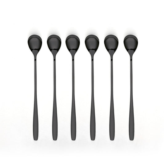 Set of 6 long drink spoons - Black